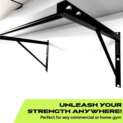 Rage Fitness Wall Mounted Pull Up Bar, Heavy-Duty Steel, 500lbs Capacity