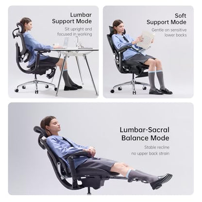 SIHOO Doro C300 Pro V2 Ergonomic Office Chair with Footrest, 2 Packs, Black - color: Jet Black, size: Pack of 2