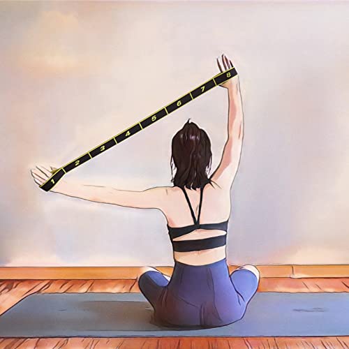 Muka Elastic Yoga Strap with Loops for Flexibility, Exercise Stretching Band for Physical Therapy - color: Purple