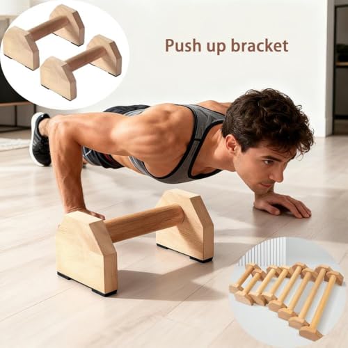 Push-Up Stand,Parallettes Bars,Wooden Calisthenics Equipment for Handstand Training,Non-Slip Base Exercise Home Workout Equipment,Parallettes Handle Stands Grip for Men Strength Training