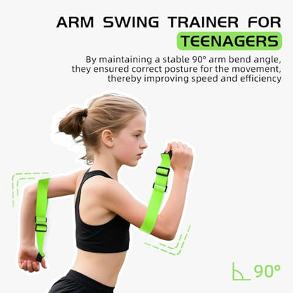 Arm Swing Trainer for Youth, Adjustable Nylon Running Arms position for 90 Degrees - color: Green