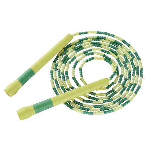 YUEDONG Beaded Jump Rope for Fitness, Adjustable Jump Rope with 19.5cm Extra-Long Anti-Slip Handles, Lightweight TPU Beaded Rope for Adults, Cardio, Exercise, Freestyle and Endurance Training - color: Green
