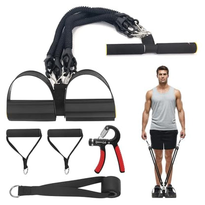 2026 Upgrade Foot Pedal Resistance Band, Adjustable 4-Tube Elastic Pull Rope Fitness Sit-up Exercise Equipment at Home Gym Arm Abs Workout Equipment Leg Stretching Equipment