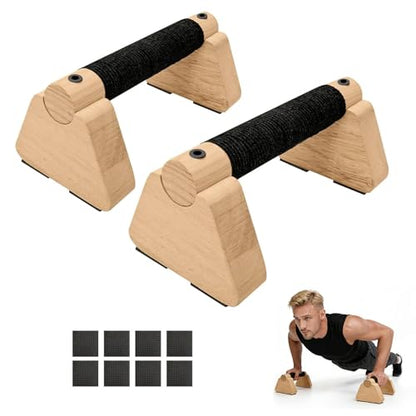Wooden Fitness Equipment Parallettes Bars Push Up Bars & Calisthenics Bar Handstand Blocks and Pushup Handles for Men