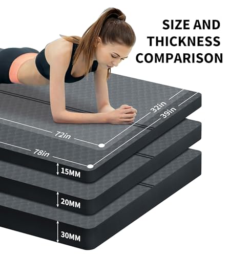 nuveti Large Exercise Mat - 15mm/20mm/30mm Thick Yoga Mat | Workout Mat for Fitness, Yoga, Pilates, Stretching & Floor Exercises for Women & Men with Free Carrying Bag