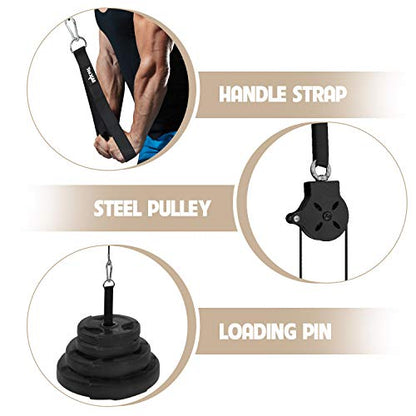 Yes4All Cable Machine Attachment, Row Handles, Tricep Rope, Straight Bar, V Bar, LAT Pulldown Accessories Load 880 LB for Home Gym - color: B. Single Combo: For 2 inch Olympic Plates