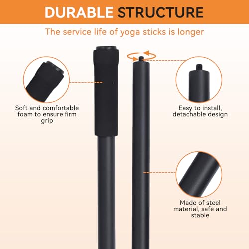 Adjustable Yoga Stick, Promote Flexibility Steel Stretching Stick Versatile Exercise Stick with Foam Handles for Fitness Balance
