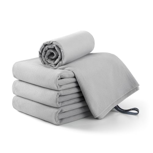 REDKISS Oversized Beach Towels, 4 Pack Microfiber Towel Set for Adults, Lightweight, Quick Dry, Absorbent & Sand Proof, 62x31 Inch, Pool Towels – Gray - color: Light Gray