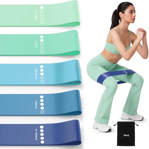 Resistance Bands for Working Out, 5-Pack Elastic Loop Exercise Bands for Strength Training Stretching, Home Gym Equipment for Pilates Yoga Physical Therapy, Leg Glute Arm Workout Kit for Women Men - color: Blue