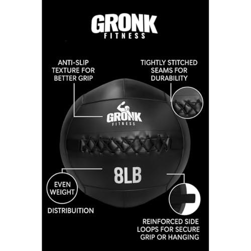 Gronk Fitness Premium Wall Ball | Non-Slip Weighted Medicine Ball | Great Wall Ball for Full Body Workouts | Perfect for Strength & Conditioning Exercises | Black - size: 14 lbs