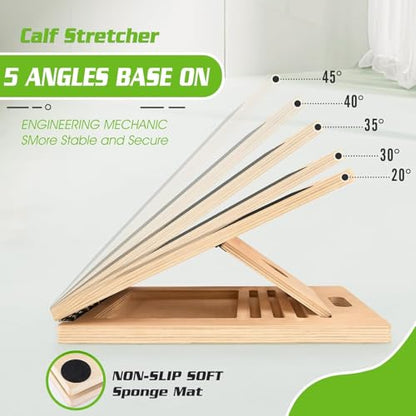 Calf Stretcher Slant Board，Wooden Portable Incline Board and Calf Stretcher, Stretch Board for Stretching Tight Calves or Plantar Fasciitis, Strength Training Equipment Leg Exercise Machines