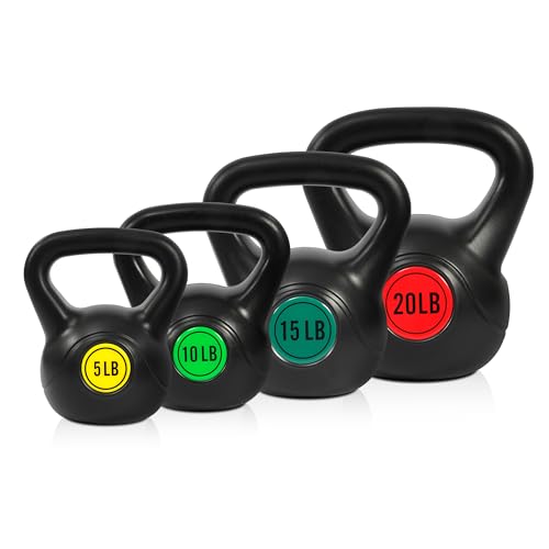 Fitvids Kettlebell Sets Piece Strength Training KettleBells Weight Set - style: 50LB Set of 4: 5/10/15/20LB