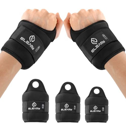 ELEAMY Wrist Weights for Women & Men - 0.5/1/1.5/2/3lb*2 Pairs - color: Black, size: 1.5 Lbs Each (3.0 Lbs Pair)