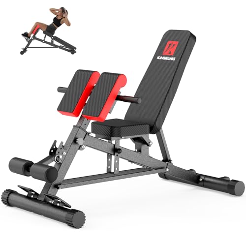 K KiNGKANG Adjustable Weight Bench,Multi-Functional Roman Chair for Full All-in-One Body Workout Hyper Back Extension and Sit up - color: Daek Gray