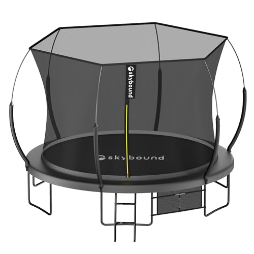 SkyBound 14 FT 12 FT 10FT 8FT 6FT Springless Trampoline for Kids and Adults - Recreational Trampolines with AntiRust Coating - Bungee Cords Outdoor Trampoline for Kids - No-Gap Design Zipper System