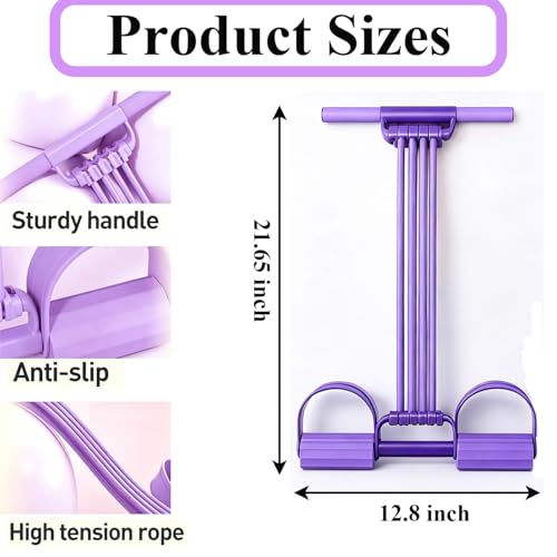 Pedal Resistance Band with Handle, 2026 New Upgraded 8-Tube 3-in-1 Multi-Function Foot Pedal Puller for Back Stretch & Chest Expand, Portable Latex Fitness with 4 Extra Replacement Tubes