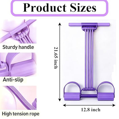 Pedal Resistance Band with Handle, 2026 New Upgraded 8-Tube 3-in-1 Multi-Function Foot Pedal Puller for Back Stretch & Chest Expand, Portable Latex Fitness with 4 Extra Replacement Tubes
