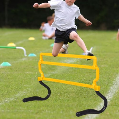 Speed Hurdles for Agility Training, Adjustable 4-Height Sports Hurdles (15-36cm/6-14in), Yellow