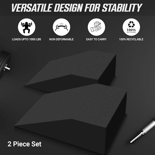 2 pack Squat Wedge Block for Heel Elevated Squat Weightlifting Calf Stretcher Slant Board for Mobility Balance and Strength Performance