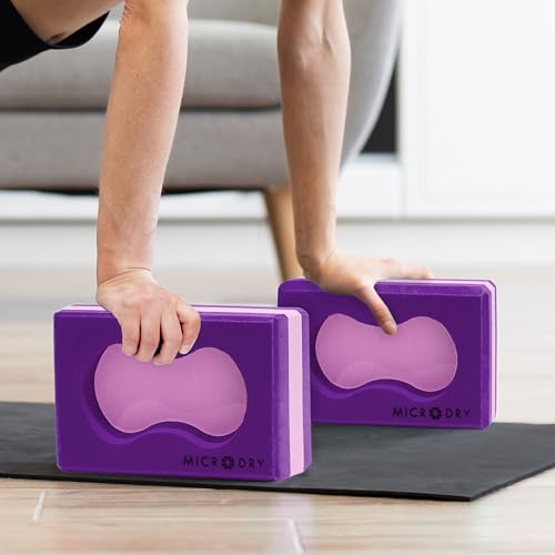 MicroDry Sure Grip Yoga Block Set of 2 - Purple/Pink