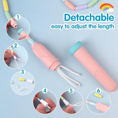 Beaded Jump Rope 1 Pack/2 Pack, ACEONE Segmented Skipping Rope for Kids Adults, Adjustable Tangle-Free Toddler Jumping Rope for Fitness Exercise Training - color: Pink