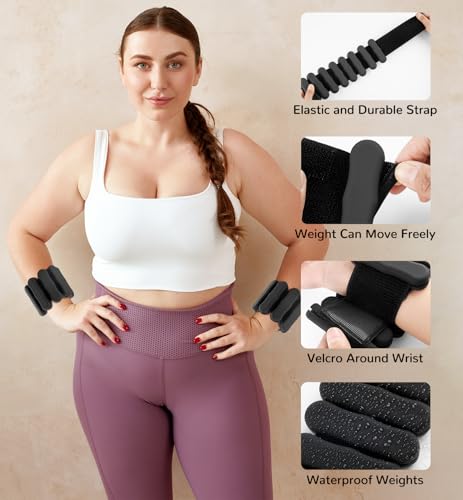 Ankle Weights Wrist Weight for Women Men, Set of 2, 1 lb/2 lb Each - color: Black, size: 2lb each weight (4lbs Pair)