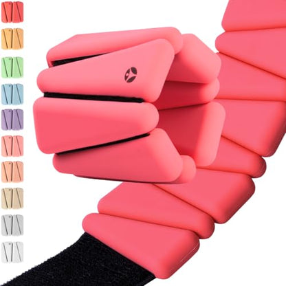 OmWeights Premium Weighted Bangles – Stylish Wrist and Ankle Weights for Women and Men | Cardio, Yoga, and Pilates Ankle Weights for Women and Men | Adjustable Leg and Arm Weights 1lb Each - color: Amber Blush