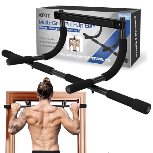 Doorway Pull Up Bar - Heavy Duty 300lb Capacity Multi-Grip Chin Up Bar for Home Gym, Upper Body Workout Equipment with Comfortable Foam Grips