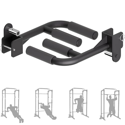 Muti-Grip Dip Bars Attachment for Power Cage with 5/8" or 1" Hole, Non-Slip Wide & Narrow Grip Dips Double Handles, 600 lbs Capacity, Squat Rack Attachment for Dips, Inverted Rows, Push-Ups - color: For 3" x 3" Rack