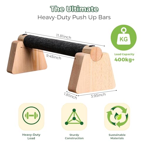 Wooden Parallettes Bars & Push Up Bars – Premium Handstand Training Push Up Handles, Non-Slip Calisthenics Equipment for Men & Women, Perfect Home Gym Fitness Tool for Strength & Balance - size: 30CM
