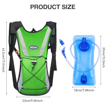 KUYOU Running Hydration Vest - Lightweight Insulated Hydration Backpack with 2L Water Bladder, Adjustable Chest Straps and Reflective Water Backpack for Running Marathon Race Hiking Cycling - color: Green