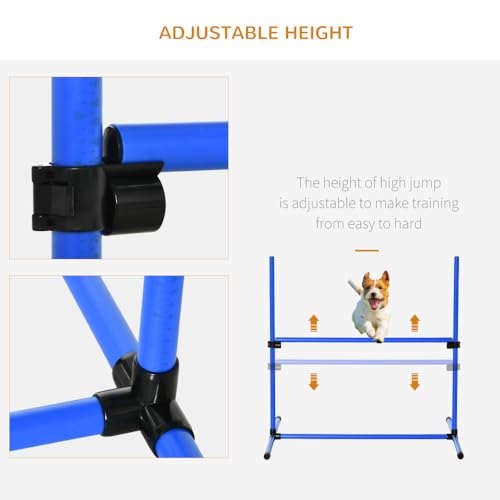 4-Piece Dog Agility Jump Set with Adjustable Height Bars for Training and Exercise, Blue ABS Hurdles with Carry Bag