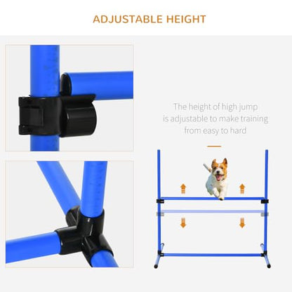 4-Piece Dog Agility Jump Set with Adjustable Height Bars for Training and Exercise, Blue ABS Hurdles with Carry Bag