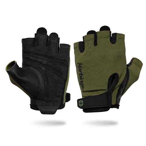 Power Gloves 3.0 - Durable Half Finger Weightlifting Gloves with Adjustable Wrist Closure, Breathable Leather Palm, Men's - color: Green, size: X-Large