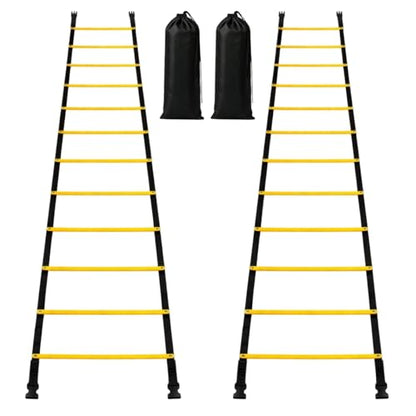 SOFTSOUL Tangle Free Agility Ladder, 12 Fixed Rungs, Heavy Duty Speed & Footwork Training Ladder for Football Soccer Basketball Drills, Portable Exercise Ladder for Kids, Youth & Adults - style: 12 Rungs (2 Pack)