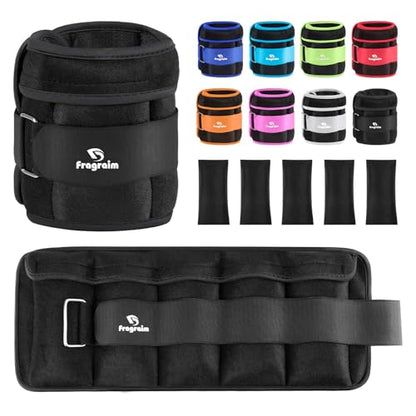 Fragraim Adjustable Ankle Weights 1-3/4/5/6/8/10/12/15/20 LBS Pair with Removable Weight for Jogging, Gymnastics, Aerobics, Physical Therapy - color: Black, style: 2 lbs each( 4 lbs pair)
