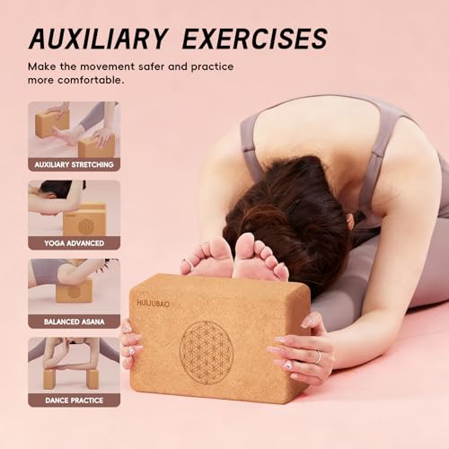 Cork Yoga Block, High Density Non-Slip Support Blocks for Balance, Dance, Pilates, Fitness Training