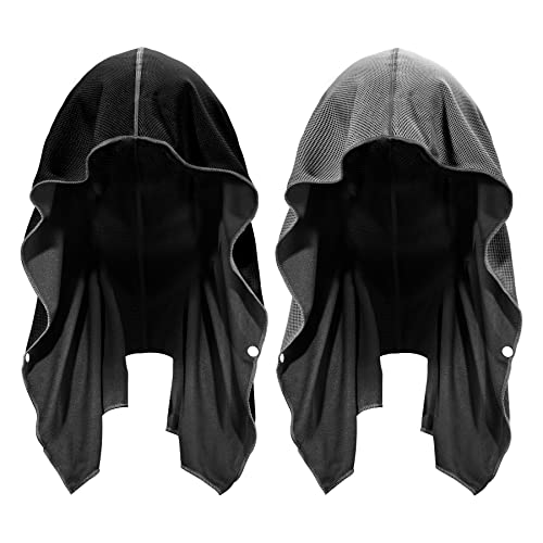 Sukeen Cooling Hoodie Towel, Cooling Towels for Neck and Face, Absorbent Quick Drying Cooling Head Towel Neck Wraps UV Protection for Sport Camping Workout Cycling - color: Black/Dark Grey