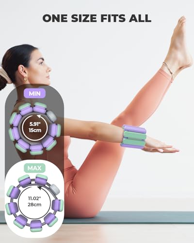 Sportneer Wrist & Ankle Weights for Women Men 4 lbs (2 lb Each) Adjustable Silicone Weighted Bracelet Set for Gym Yoga Pilates Cardio Strength Training Wearable Arm Hand Workout Weights