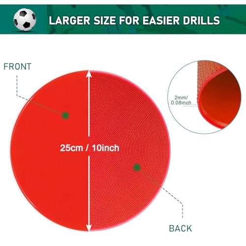 60 Pcs Poly Vinyl Spot Markers Rubber Floor Dots Non Slip Agility Markers Flat Field Cones for PE Gym Classes, Classroom Activities and Games, Soccer Basketball Sports Speed Agility Training - size: 10inch