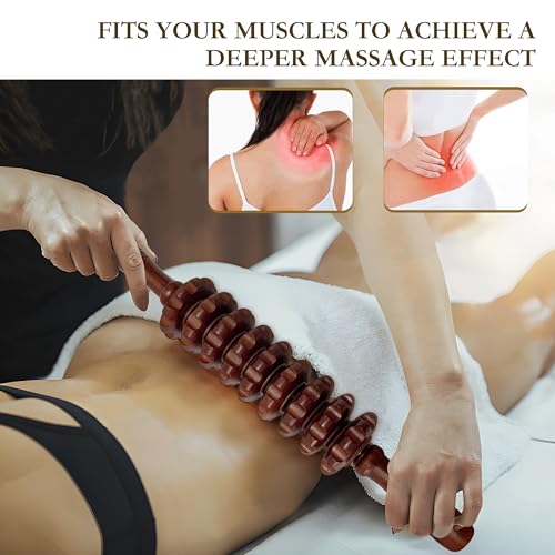 Wood Therapy Massage Stick, Wooden Cellulite Roller for Myofascial Trigger Points Relief, Lymphatic Drainage Massager for Body Sculpting, Muscle Tension Relief for Belly Legs Thighs