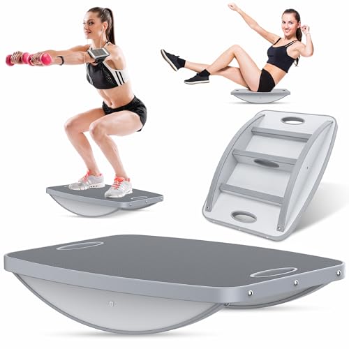 ProfessionalAdvanced Anti-Slip Wooden Balance Board,wobble board, 500 lbs Capacity. Perfect for under-desk standing, physical therapy, rehab, core & stability training, and fun for all ages.