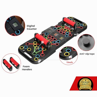 Push Up Board 60 in 1 with Smart Counter, Foldable Portable Home Gym System with Resistance Bands & Handles, Strength Training Equipment for Men & Women, Full Body Workout Kit
