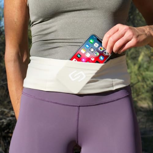 Sporteer VersaSlim Low-Profile Running Belt, Gym Waist Pack, Off-White, L - color: Off-White, size: Large