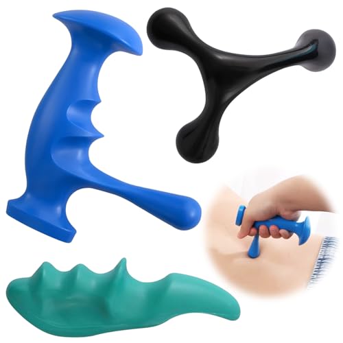 3PCS Thumb Saver Massage Tools,Manual Deep Tissue Massage,Set Include 1 Green Thumb Protector Tool & 1 Trigger Point Pressure Massager & 3-Legged Massage Knobs (3 Pcs) - color: 3 Pcs