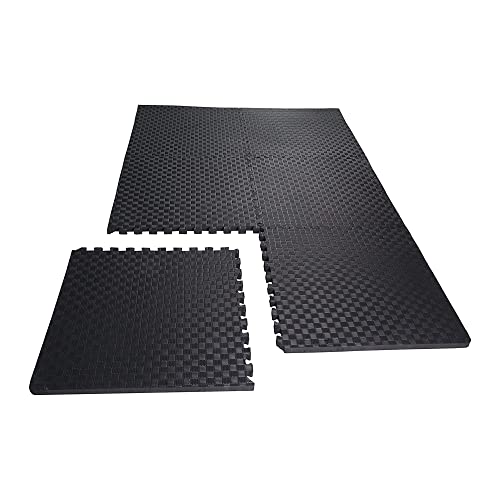 BalanceFrom Puzzle Exercise Mat with EVA Foam Interlocking Tiles for MMA – Exercise – One Inch Thick, 24 Square Feet – Black - color: Black, style: One Inch Thick, 24 Square Feet
