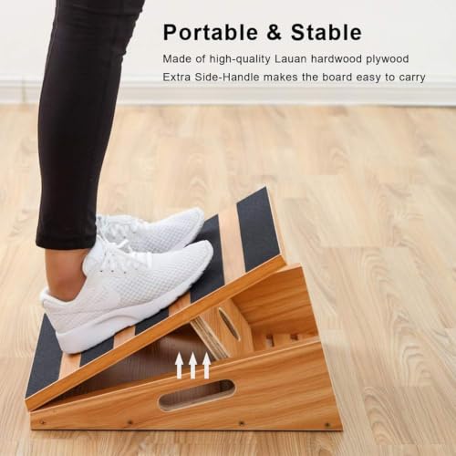 StrongTek Wooden Slant Board, 5 Adjustable Angles, 500 lb, Side Handle - style: Partial-coverage