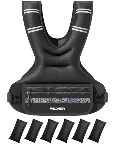 Adjustable Weighted Vest 10-20lb, Weight Vest for Women Men Walking Running Workout with 6 Removable Sandbags, Reflective Strip, Large Pocket for Gym