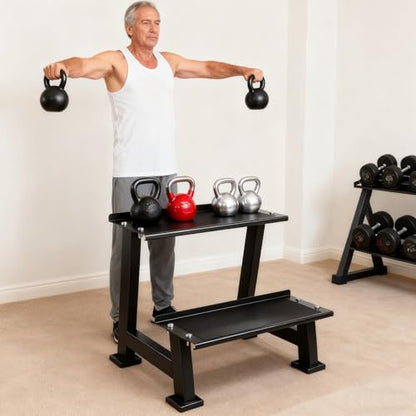 Kettlebell Storage Rack with Anti-Slip Pads, 2-Tier Weight Racks, Kettlebell Stand, Dumbbell and Kettlebell Rack for Home Gym Use