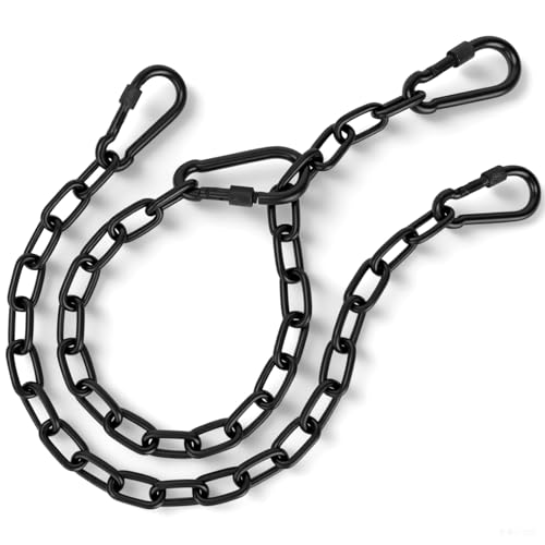 2 Pack 25in Hanging Swing Chain with 4 Carabiners, 440LB Capacity Hanging Kits Heavy Duty Hanging Chair Hardware for Hammock Swing Hanging Chair Punching Bags Sandbag Indoor Outdoor Yoga Gym (Black) - color: Black, size: 2 Pack (25inch)